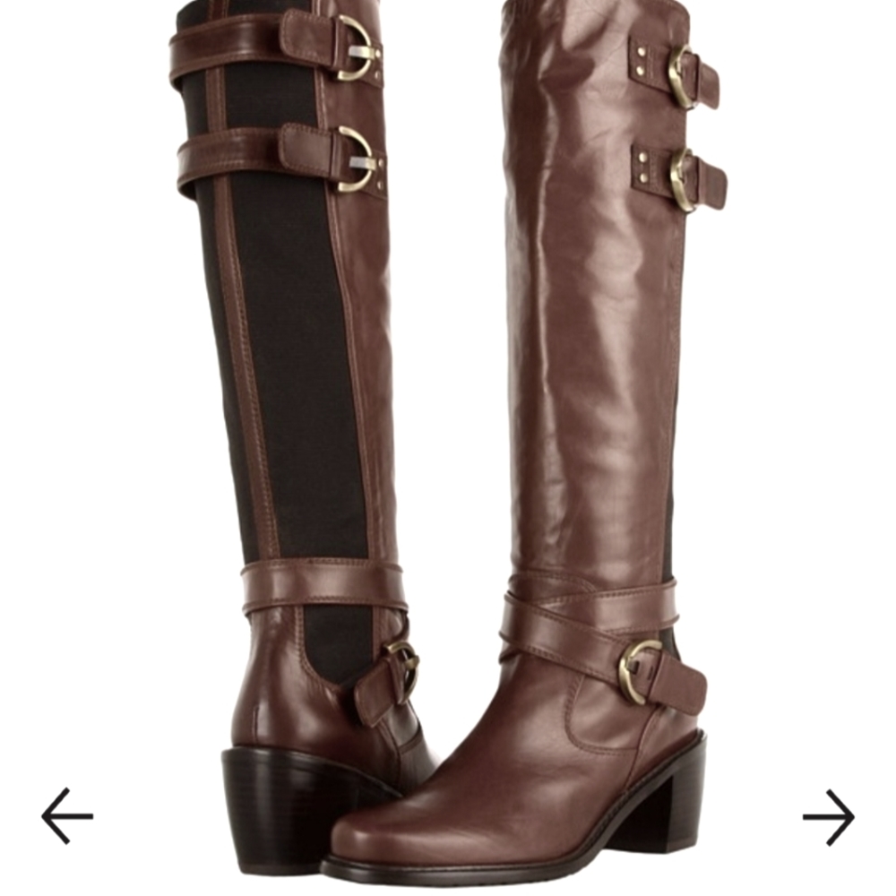 Maverick or Benni style Knee-High Brown Western Steampunk Buckle Riding Boots